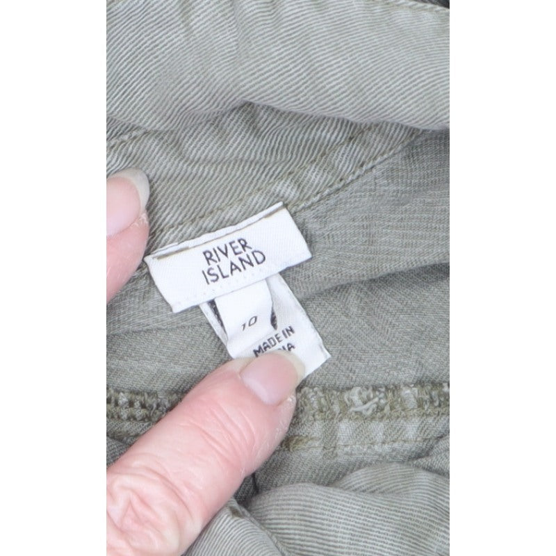 River Island Women’s Green UK 10 Long Smocked Shirt Dress