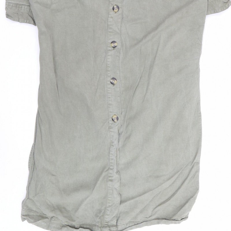 River Island Women’s Green UK 10 Long Smocked Shirt Dress