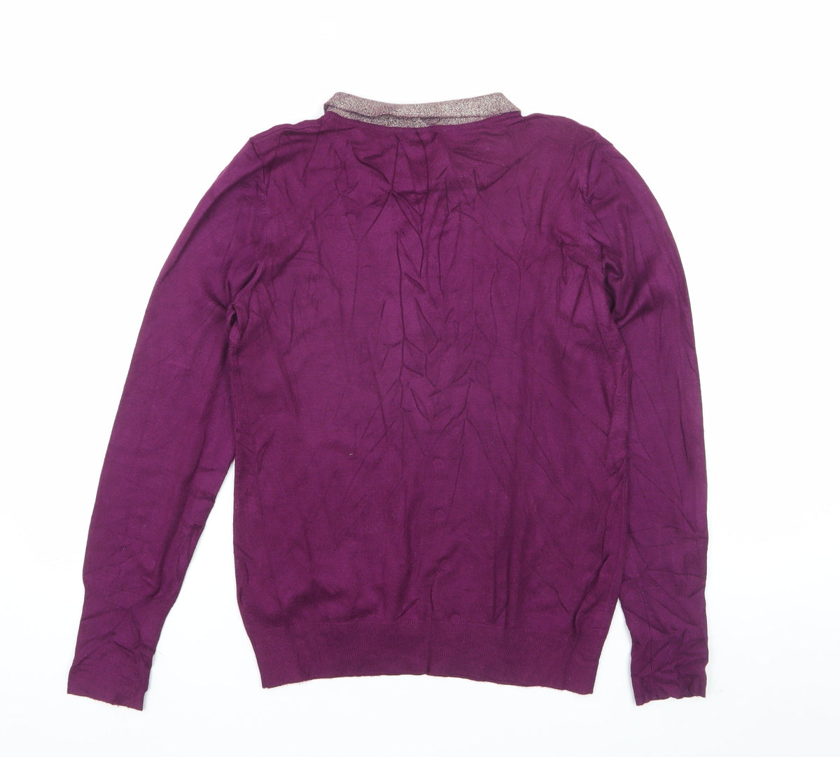 Oasis Women Purple UK 8 S Glitter Collar Long Sleeve Knit Jumper