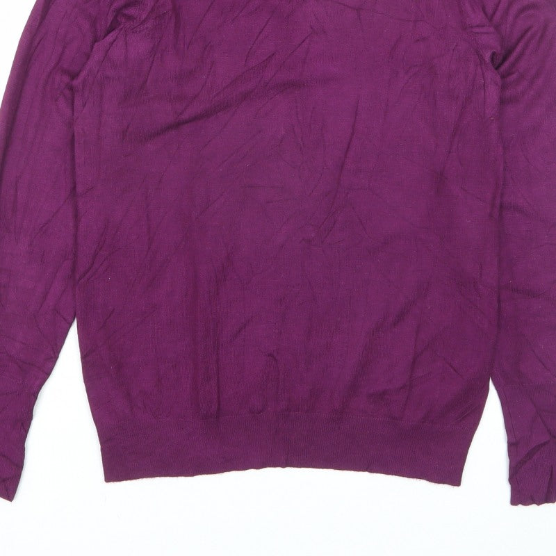 Oasis Women Purple UK 8 S Glitter Collar Long Sleeve Knit Jumper