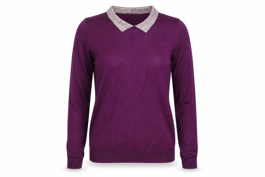 Oasis Women Purple UK 8 S Glitter Collar Long Sleeve Knit Jumper