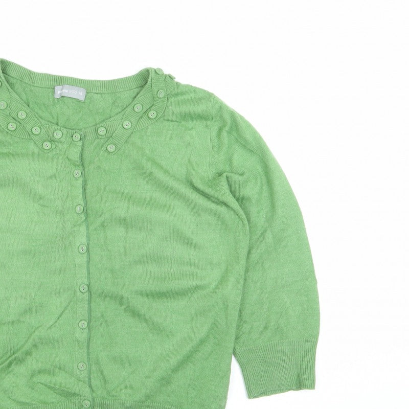 Per Una Women’s Green Button Front Ruffle Knit Cardigan UK 16