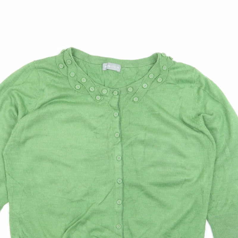 Per Una Women’s Green Button Front Ruffle Knit Cardigan UK 16