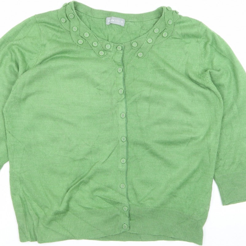 Per Una Women’s Green Button Front Ruffle Knit Cardigan UK 16