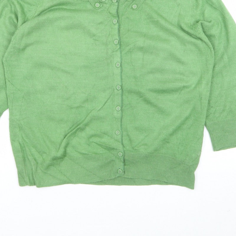 Per Una Women’s Green Button Front Ruffle Knit Cardigan UK 16
