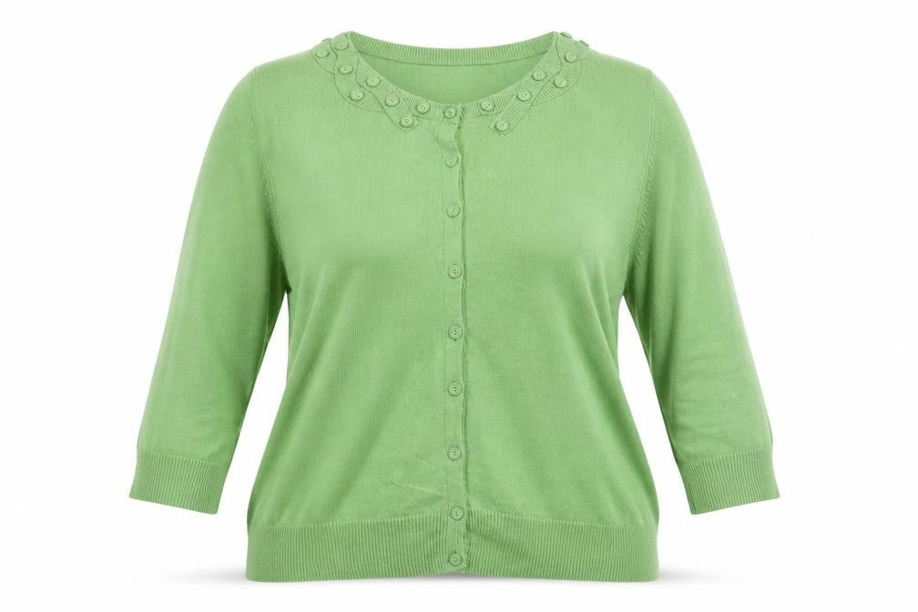 Per Una Women’s Green Button Front Ruffle Knit Cardigan UK 16