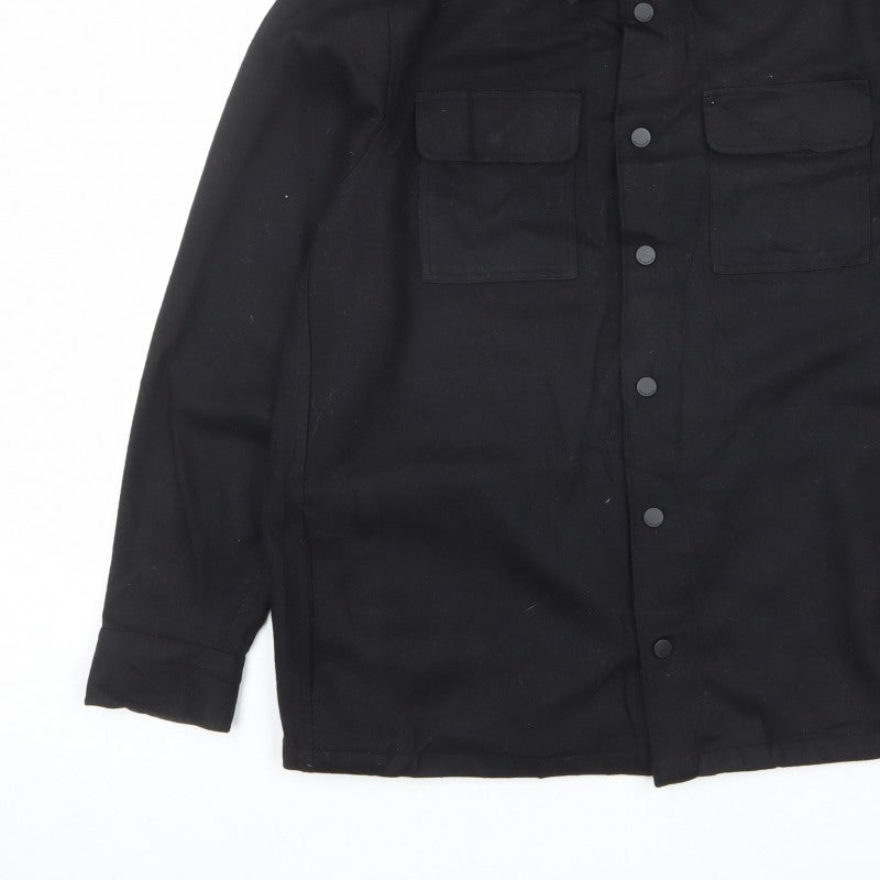 M&S Autograph Men Black L Regular Snap Button Overshirt Shacket
