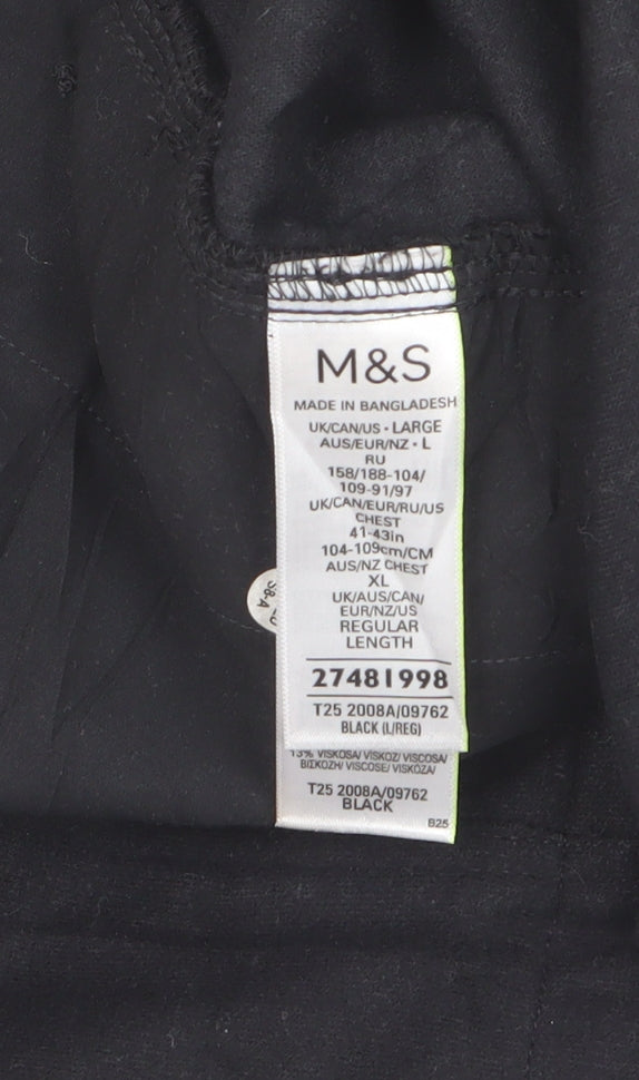 M&S Autograph Men Black L Regular Snap Button Overshirt Shacket