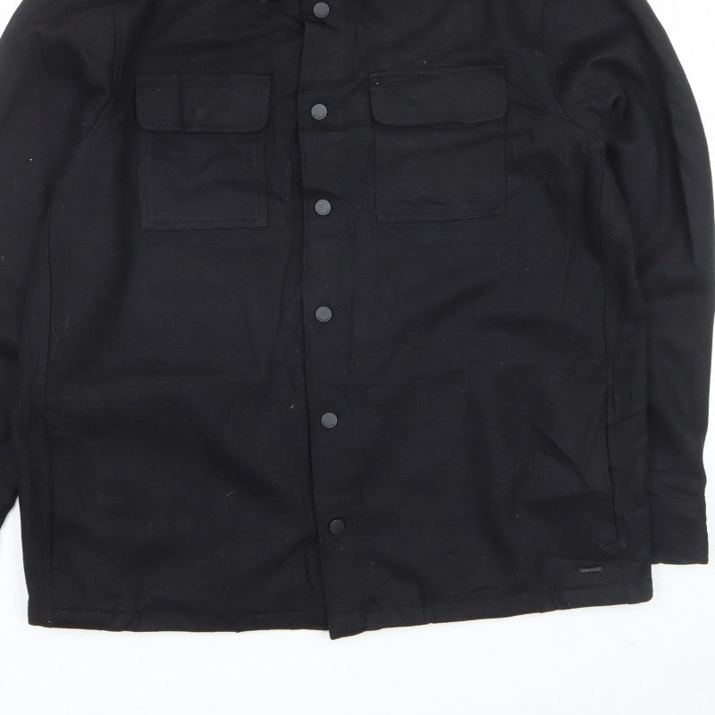 M&S Autograph Men Black L Regular Snap Button Overshirt Shacket