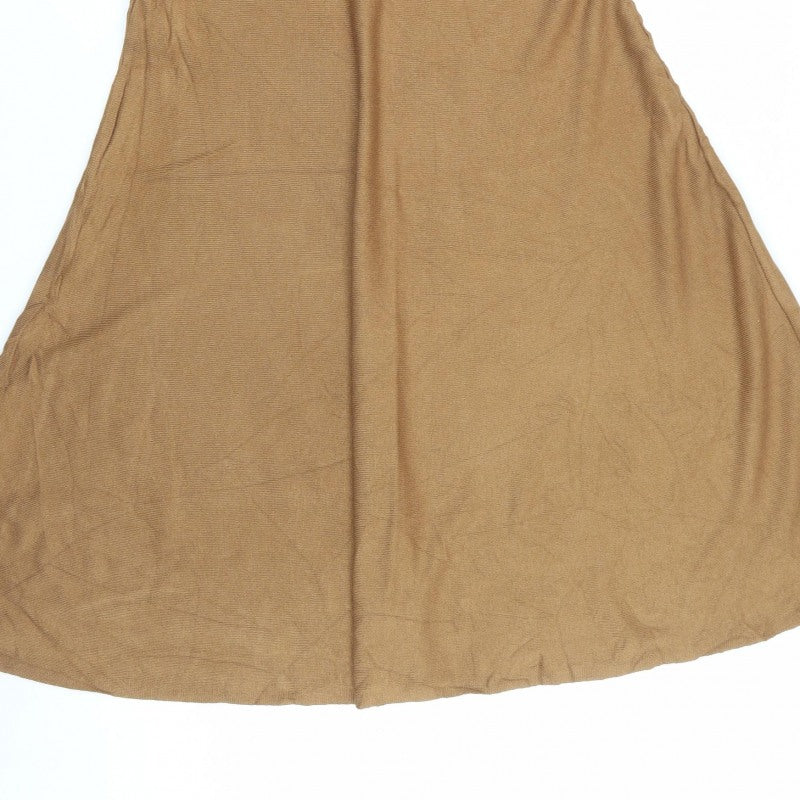 M&S Collection Women’s Brown UK 16 Long Flared Stretch Skirt
