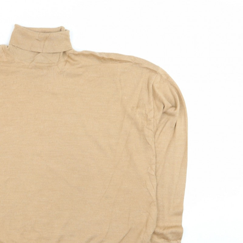 Superdry Studios Women Beige Merino Wool Roll Neck Jumper Size L