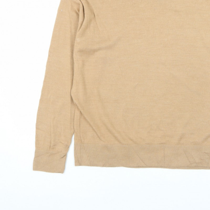 Superdry Studios Women Beige Merino Wool Roll Neck Jumper Size L