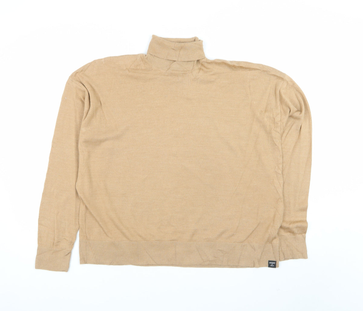 Superdry Studios Women Beige Merino Wool Roll Neck Jumper Size L