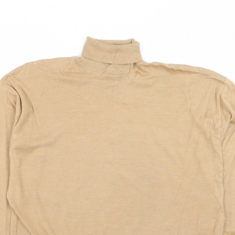 Superdry Studios Women Beige Merino Wool Roll Neck Jumper Size L