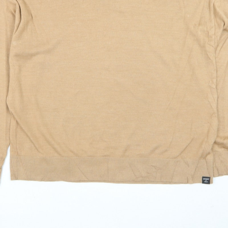 Superdry Studios Women Beige Merino Wool Roll Neck Jumper Size L