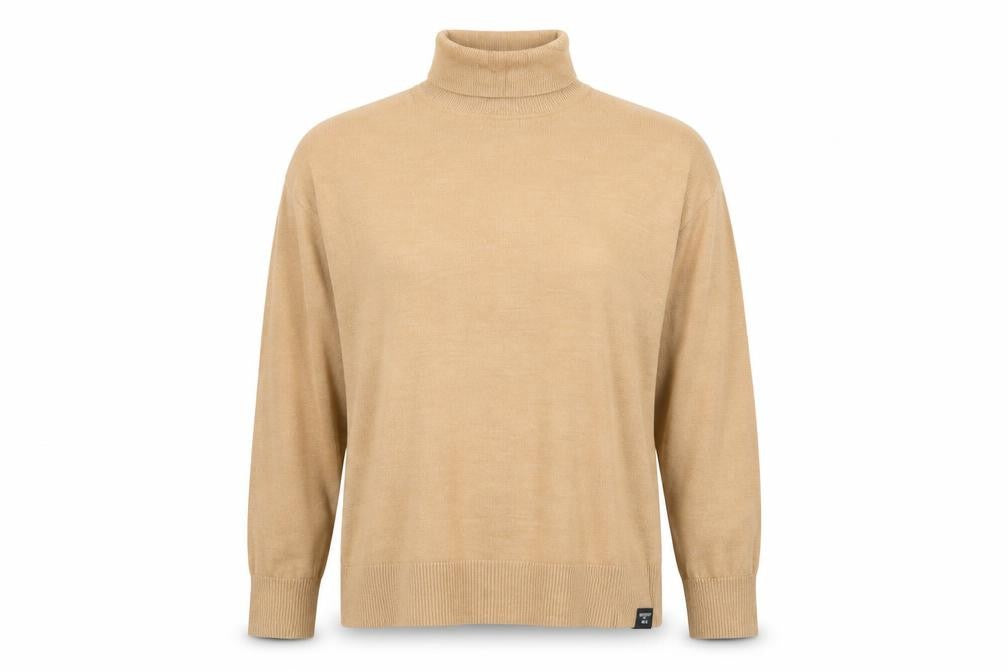 Superdry Studios Women Beige Merino Wool Roll Neck Jumper Size L