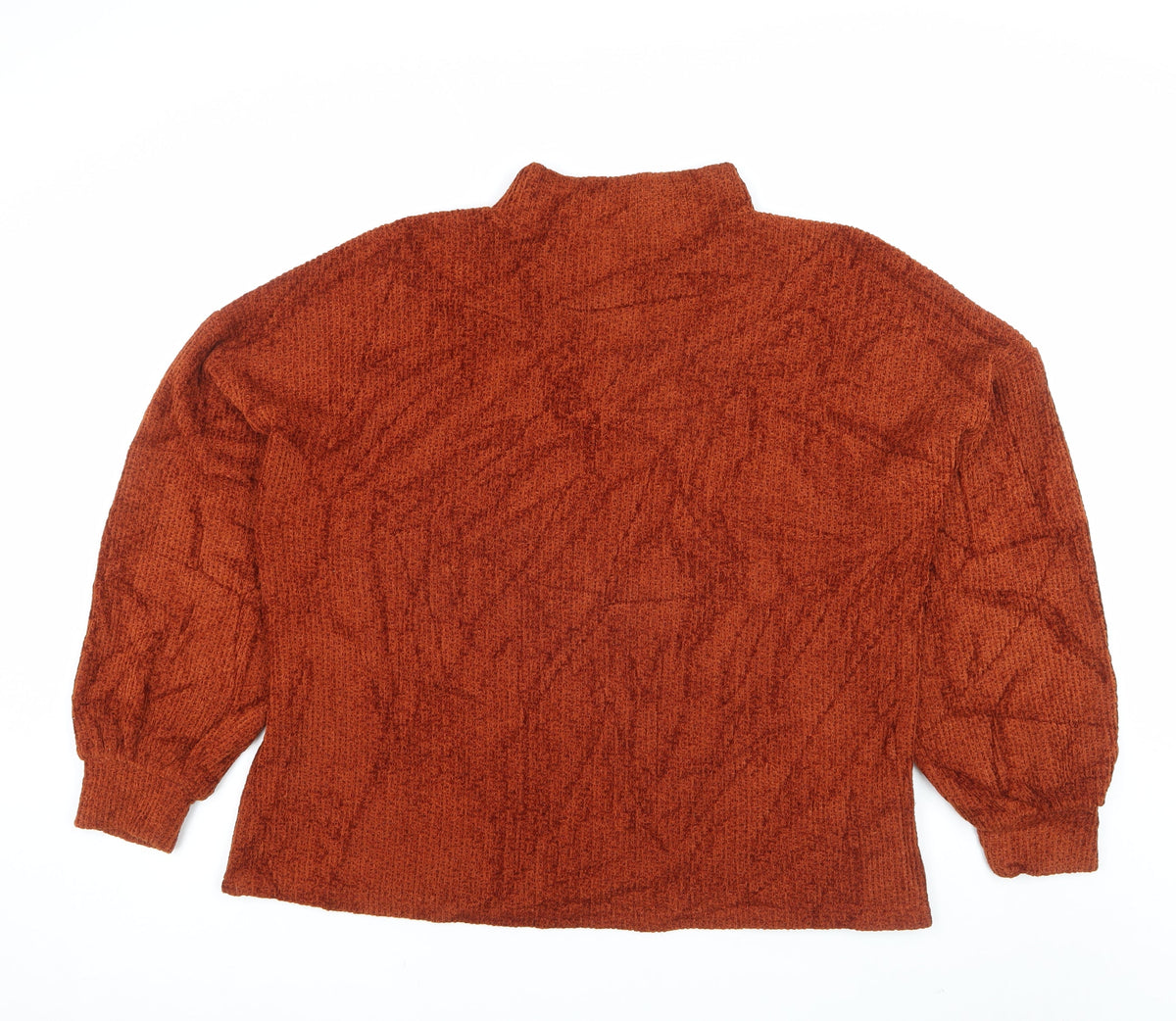 Mango Women Orange Mock Neck Balloon Sleeve Knit Jumper M