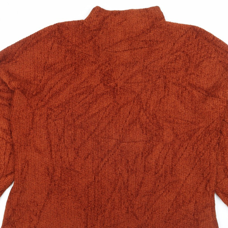 Mango Women Orange Mock Neck Balloon Sleeve Knit Jumper M