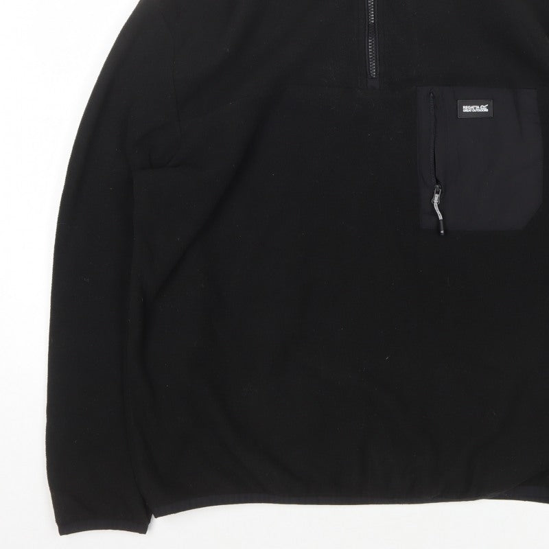 Regatta Men’s Black L 1/4 Zip Fleece Pullover Outdoor Sweatshirt