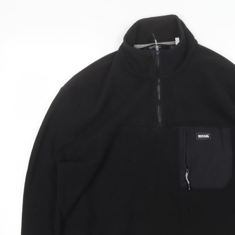 Regatta Men’s Black L 1/4 Zip Fleece Pullover Outdoor Sweatshirt