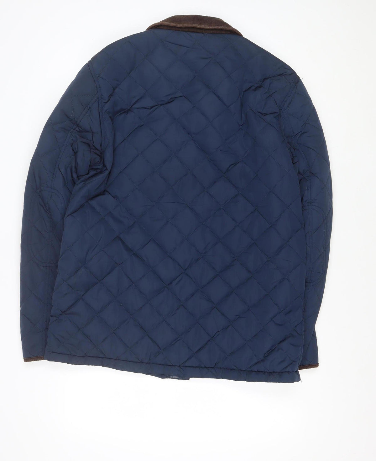 Crew Clothing Co. Men’s Blue Large Quilted Snap Jacket Corduroy Collar