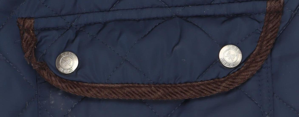 Crew Clothing Co. Men’s Blue Large Quilted Snap Jacket Corduroy Collar