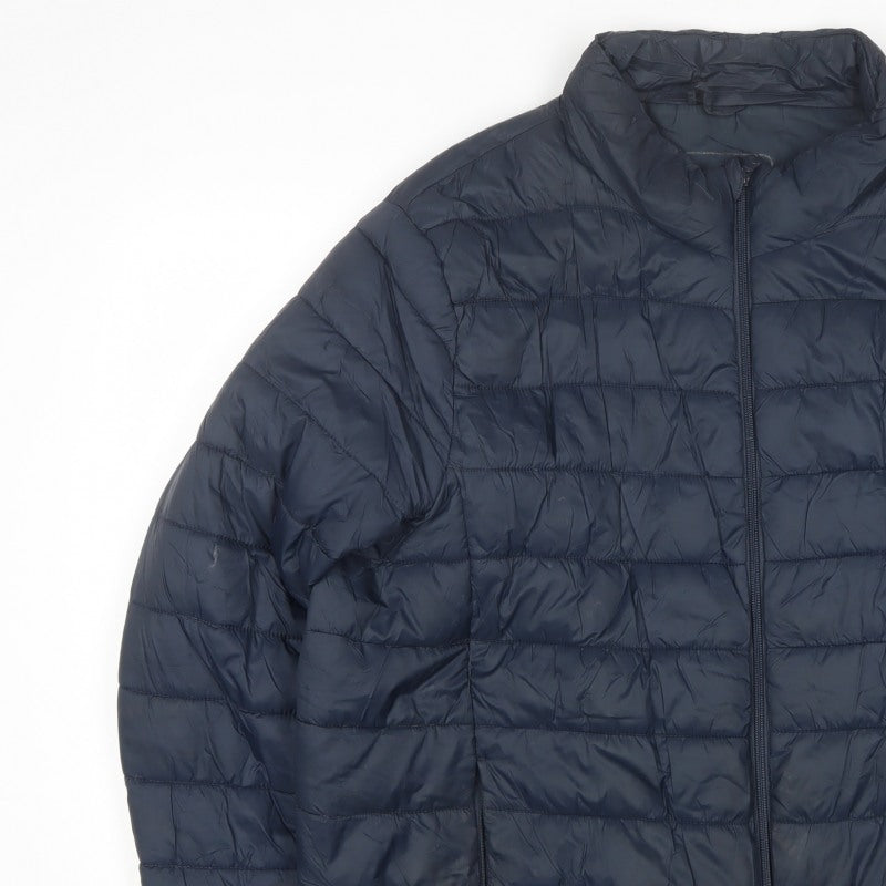 Work Out Men's Blue 2XL Quilted Puffer Jacket Full Zip