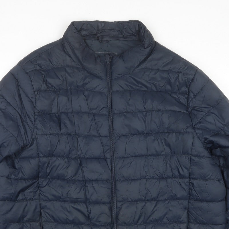 Work Out Men's Blue 2XL Quilted Puffer Jacket Full Zip