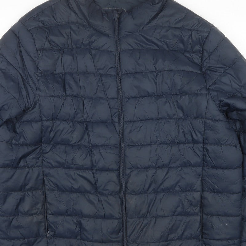 Work Out Men's Blue 2XL Quilted Puffer Jacket Full Zip