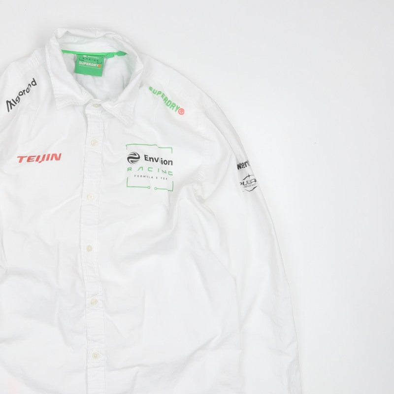 Superdry Men’s White XL Racing Logo Long Sleeve Button-Up Shirt