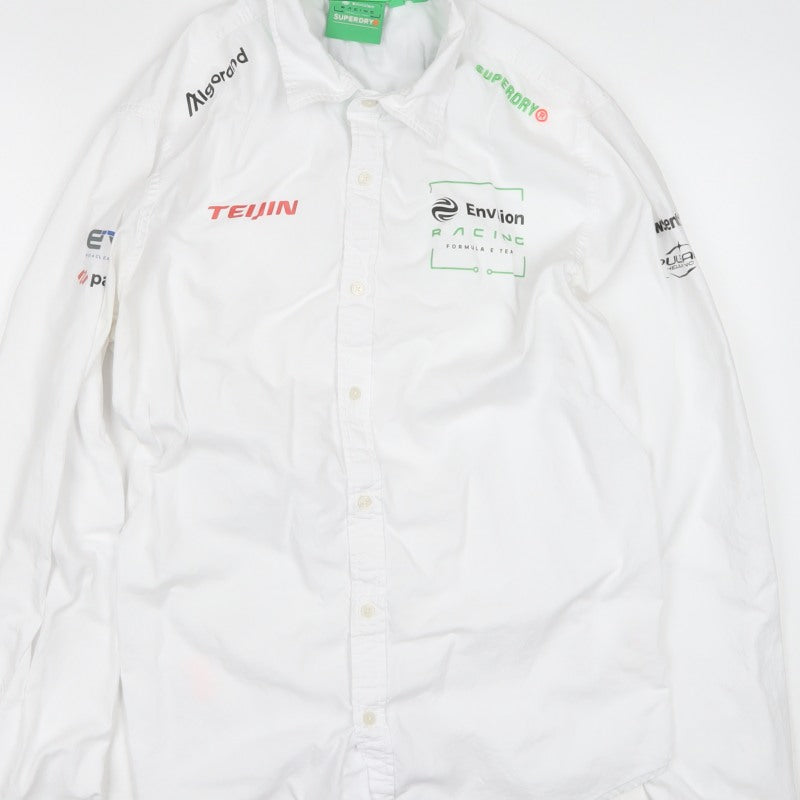 Superdry Men’s White XL Racing Logo Long Sleeve Button-Up Shirt