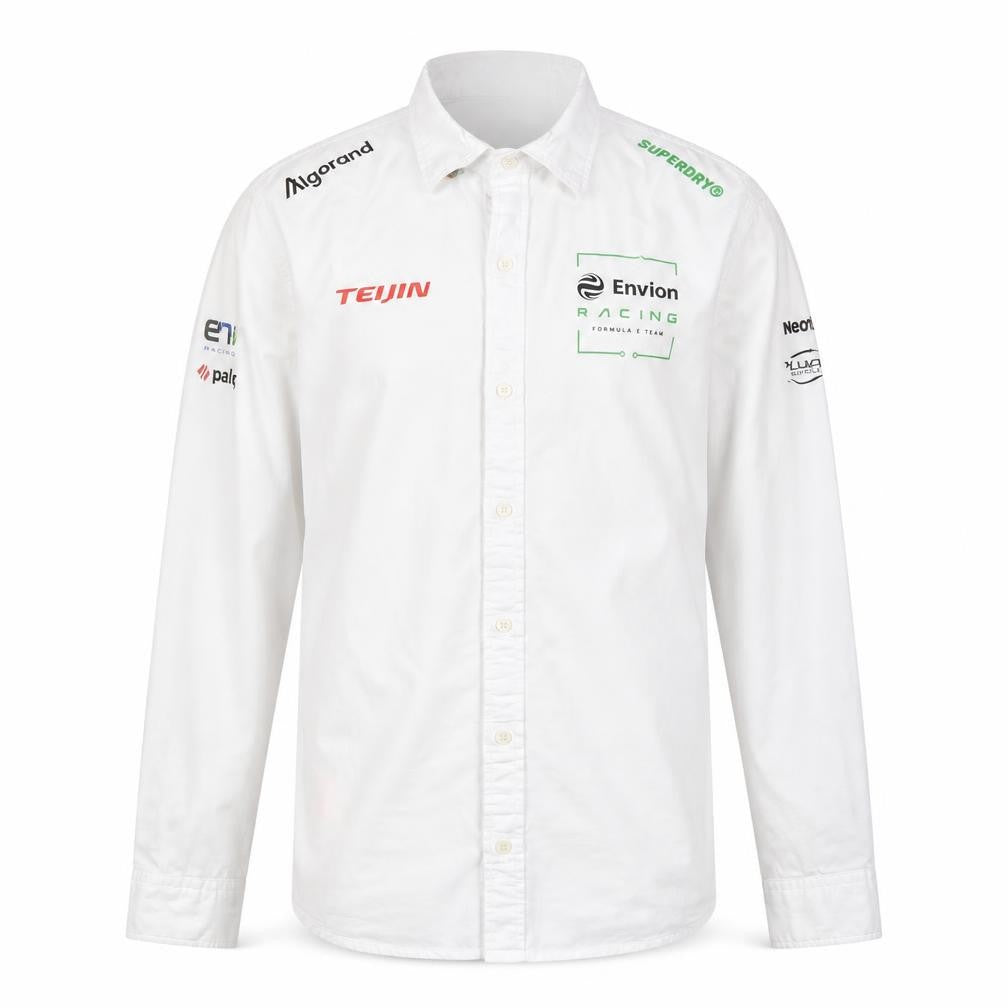 Superdry Men’s White XL Racing Logo Long Sleeve Button-Up Shirt