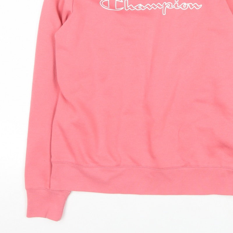 Champion Women Pink L Pullover Sweatshirt Logo Crew Neck