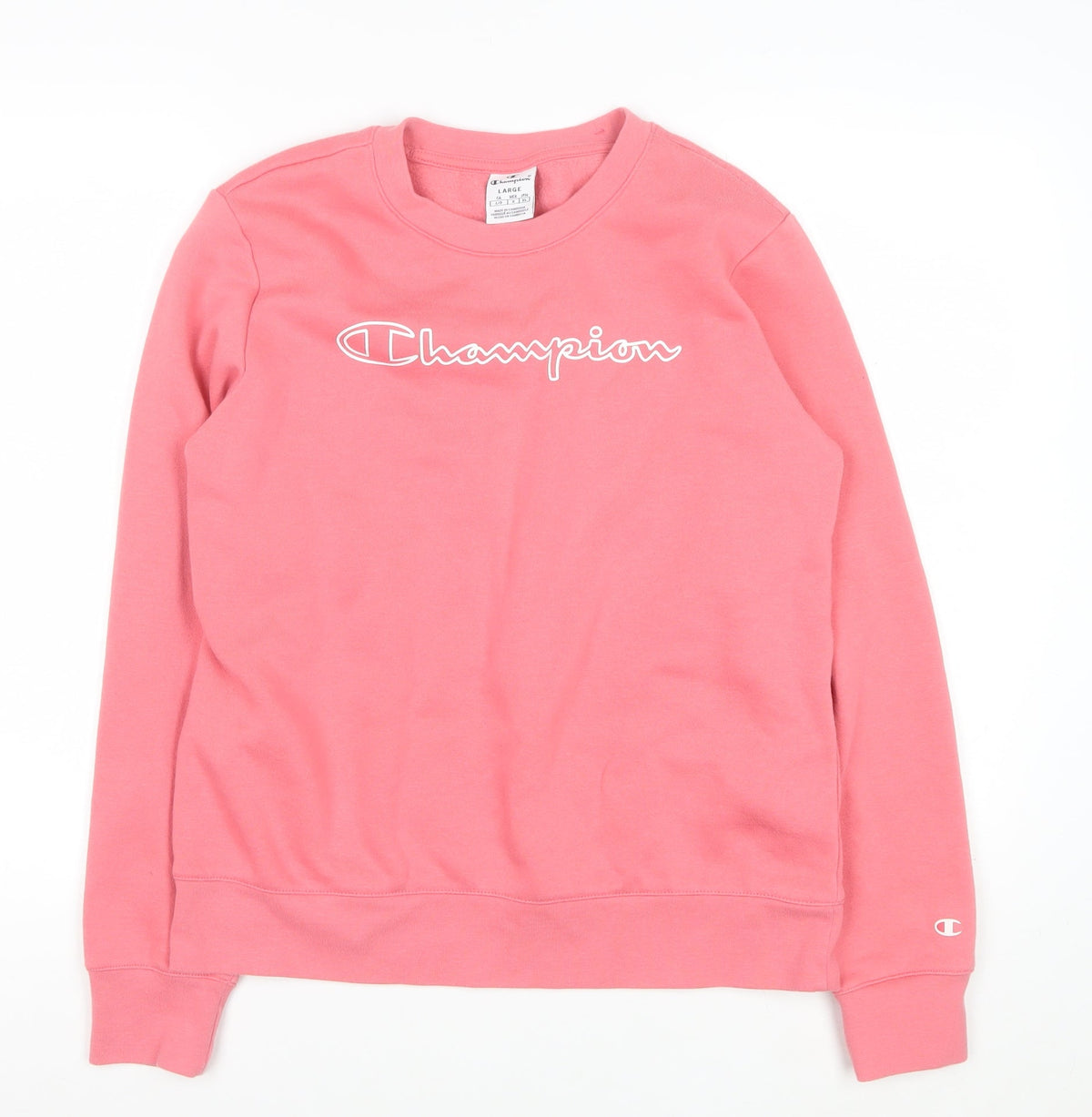 Champion Women Pink L Pullover Sweatshirt Logo Crew Neck