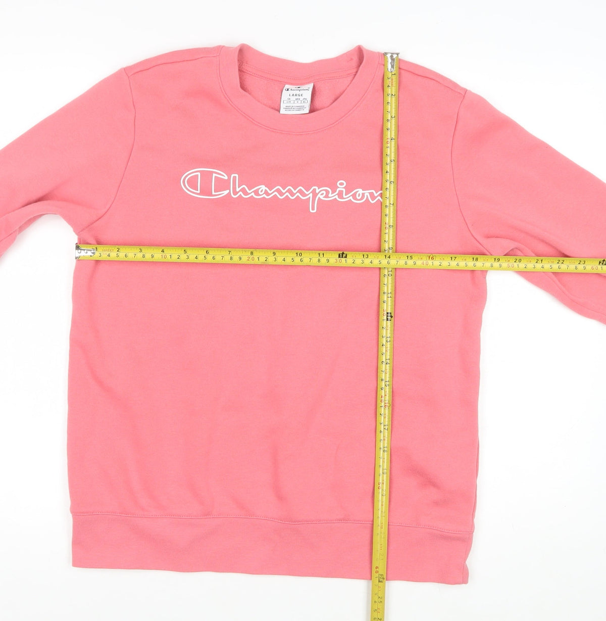 Champion Women Pink L Pullover Sweatshirt Logo Crew Neck