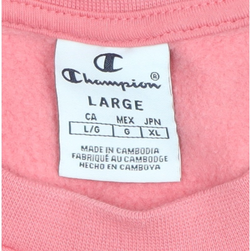 Champion Women Pink L Pullover Sweatshirt Logo Crew Neck
