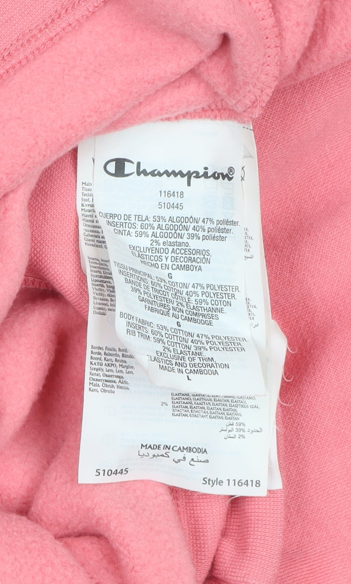 Champion Women Pink L Pullover Sweatshirt Logo Crew Neck