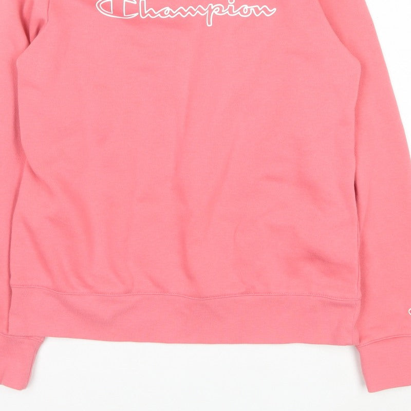 Champion Women Pink L Pullover Sweatshirt Logo Crew Neck