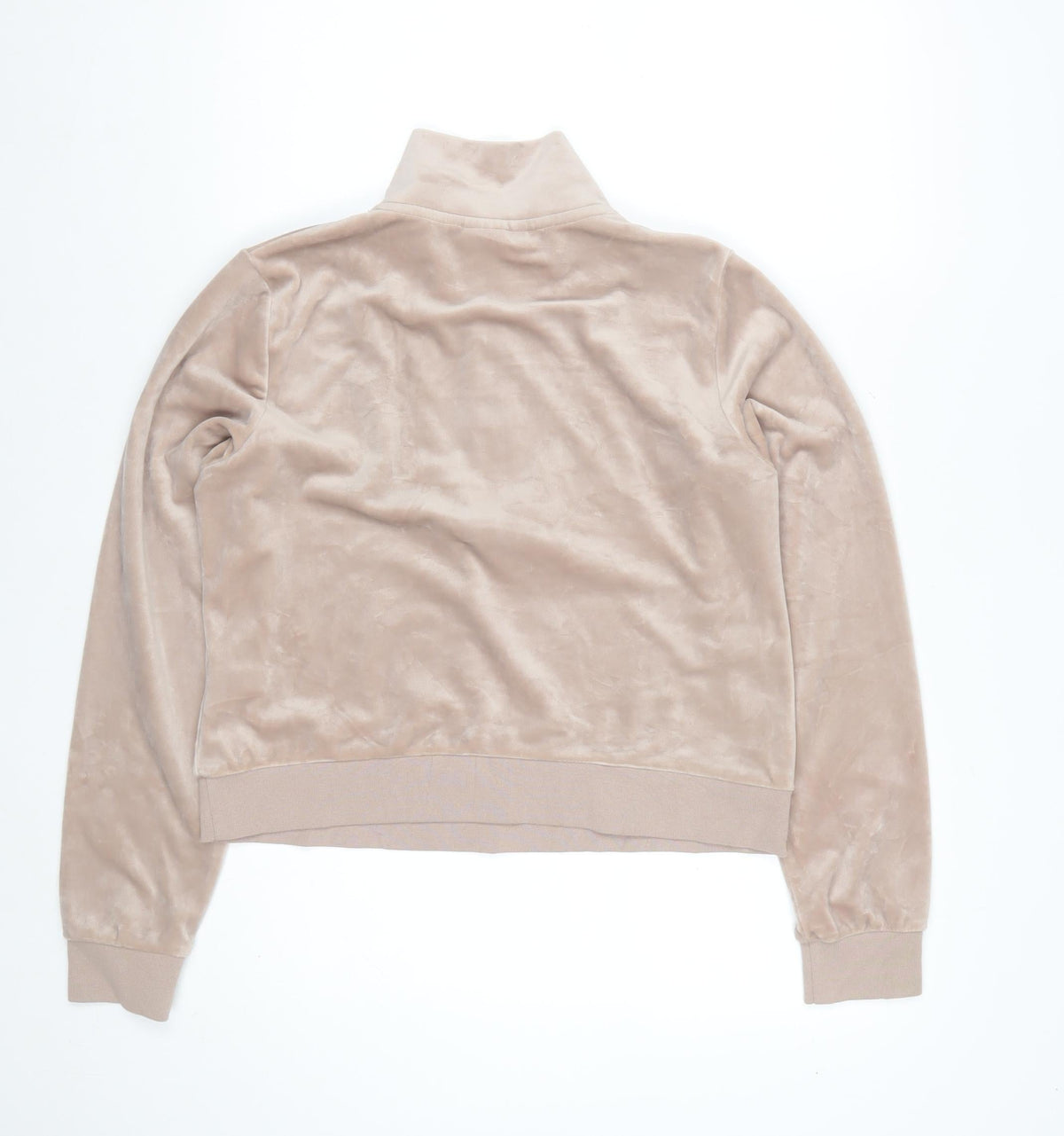 Juicy Couture Women Beige XL Velour 1/4 Zip Logo Sweatshirt