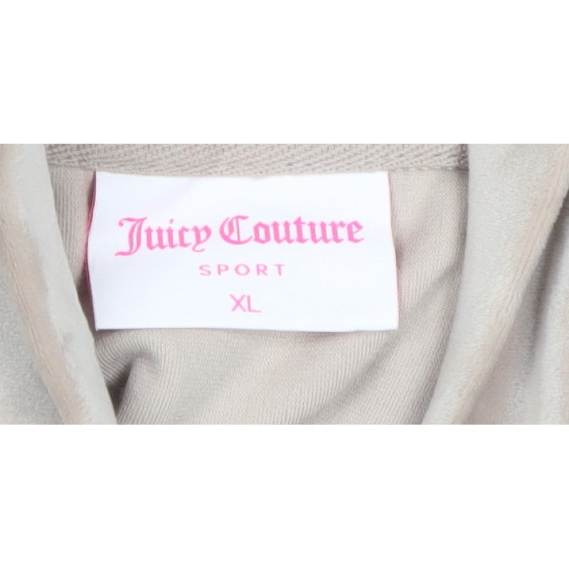 Juicy Couture Women Beige XL Velour 1/4 Zip Logo Sweatshirt