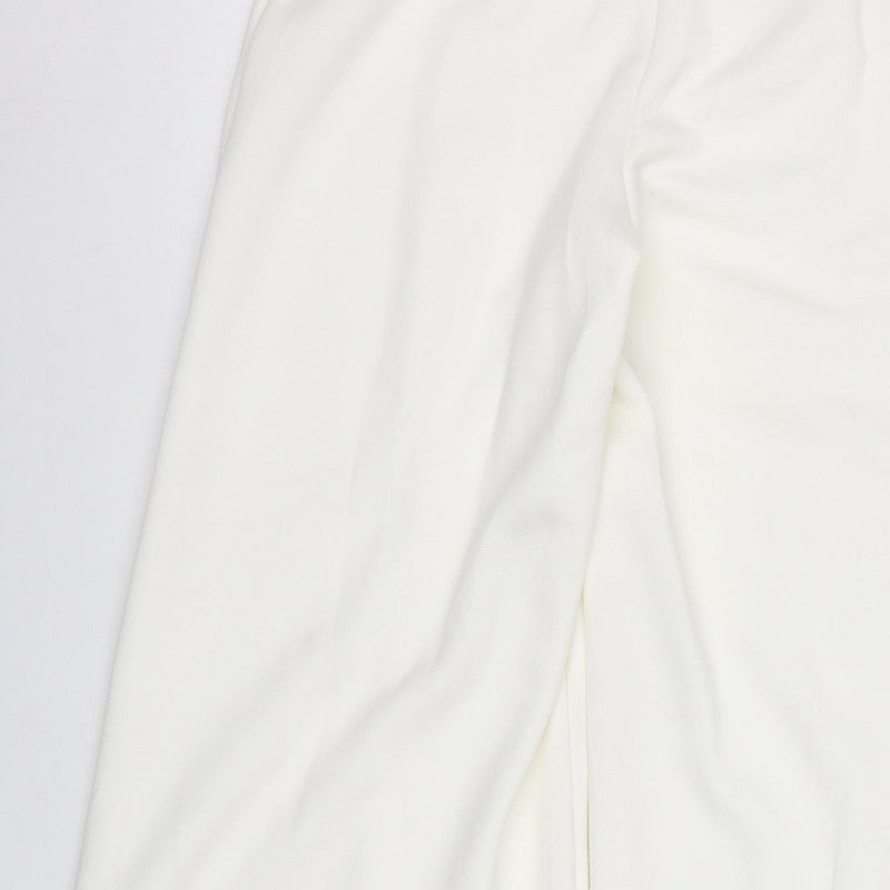 Marks & Spencer Women Ivory UK 8 Regular Wide Leg Stretch Trousers