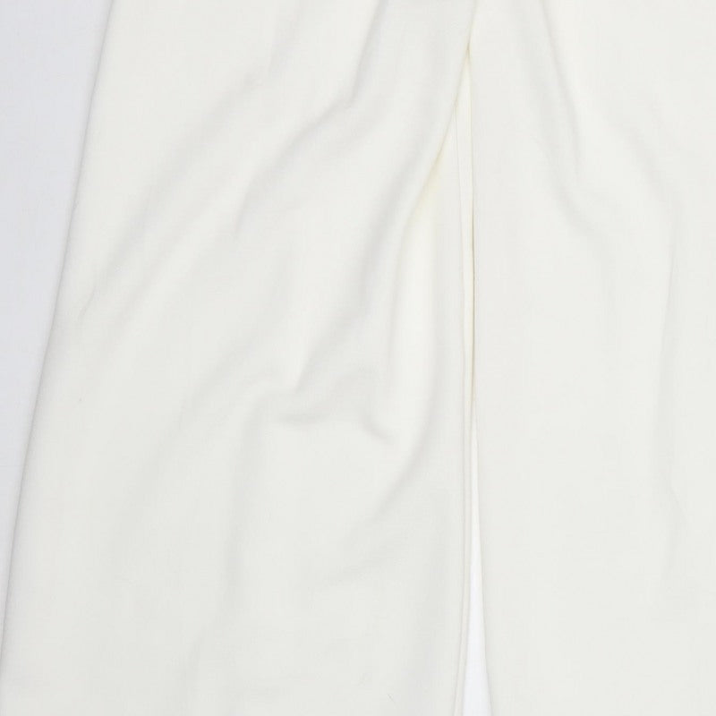 Marks & Spencer Women Ivory UK 8 Regular Wide Leg Stretch Trousers