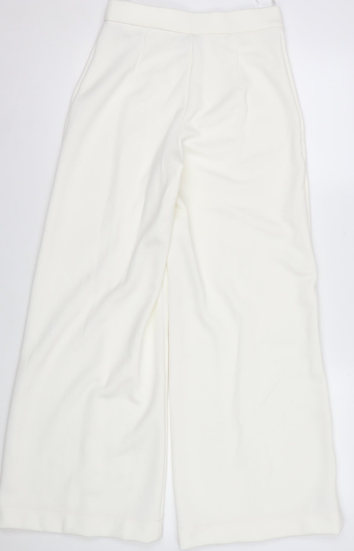 Marks & Spencer Women Ivory UK 8 Regular Wide Leg Stretch Trousers