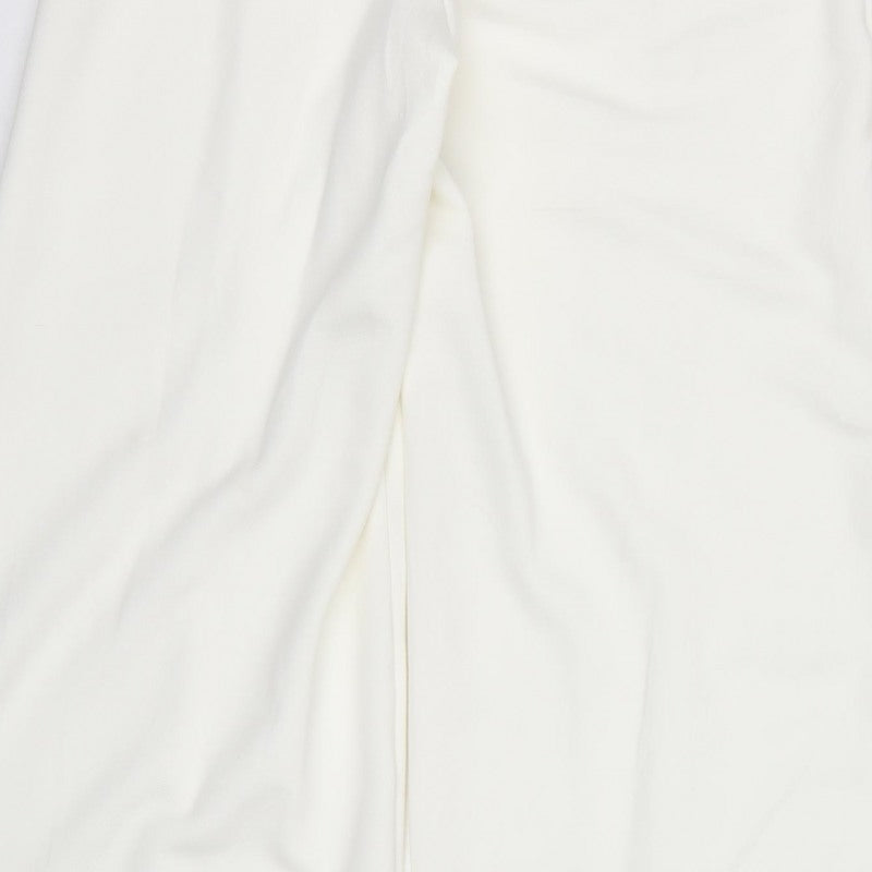 Marks & Spencer Women Ivory UK 8 Regular Wide Leg Stretch Trousers