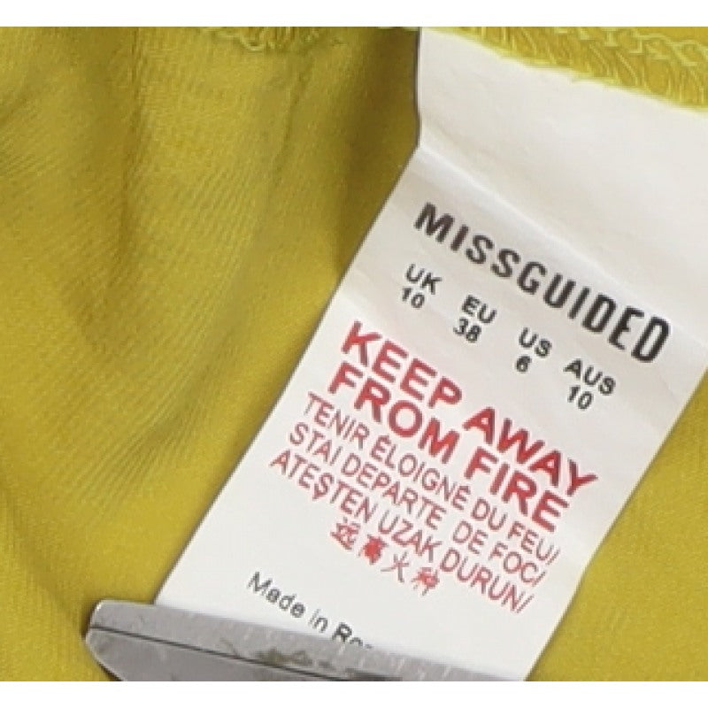 Missguided Women Yellow UK 10 Wrap Dress Long Sleeve V-Neck Party