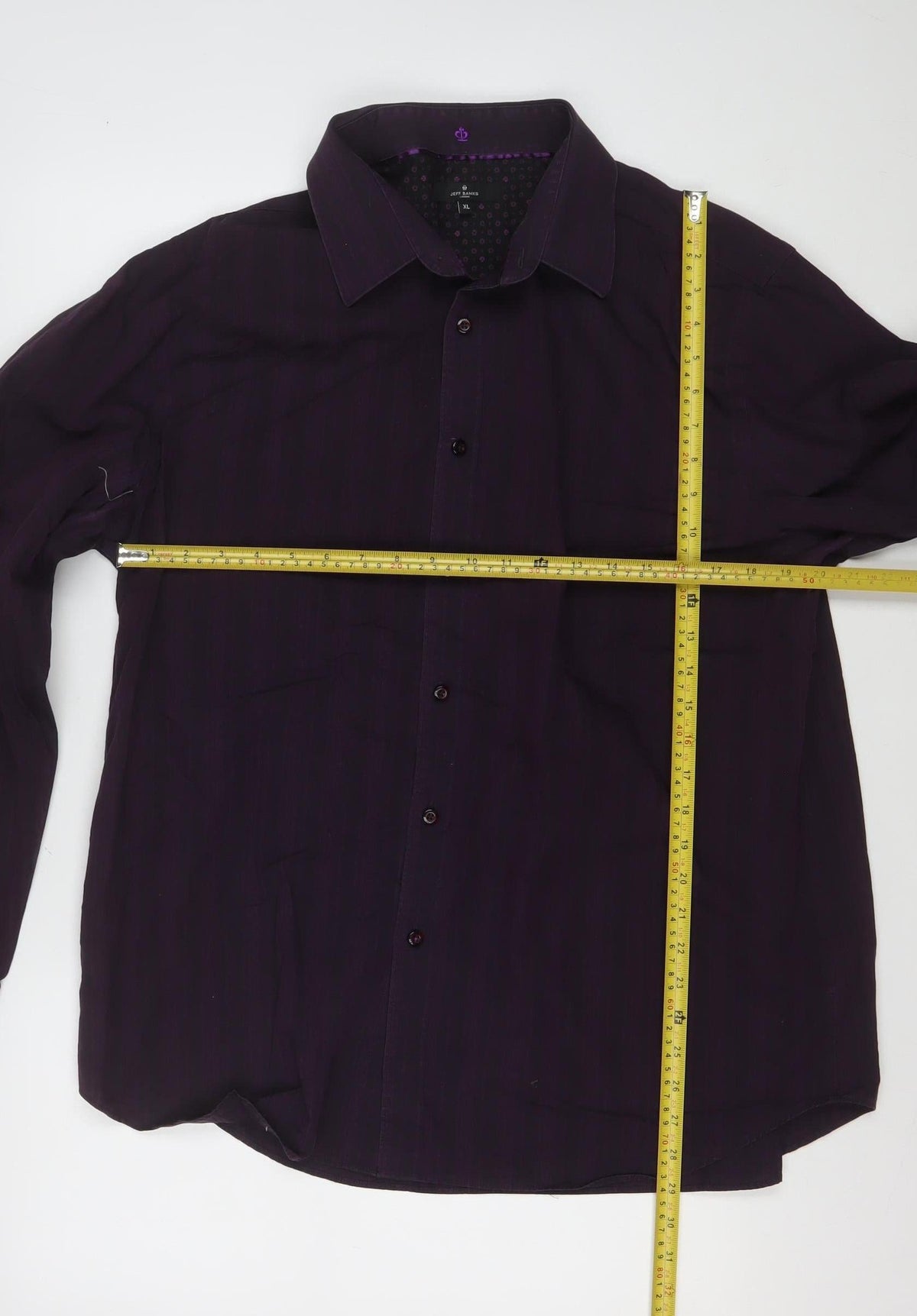 Jeff Banks Men’s Purple XL Cotton Long Sleeve Button-Up Shirt
