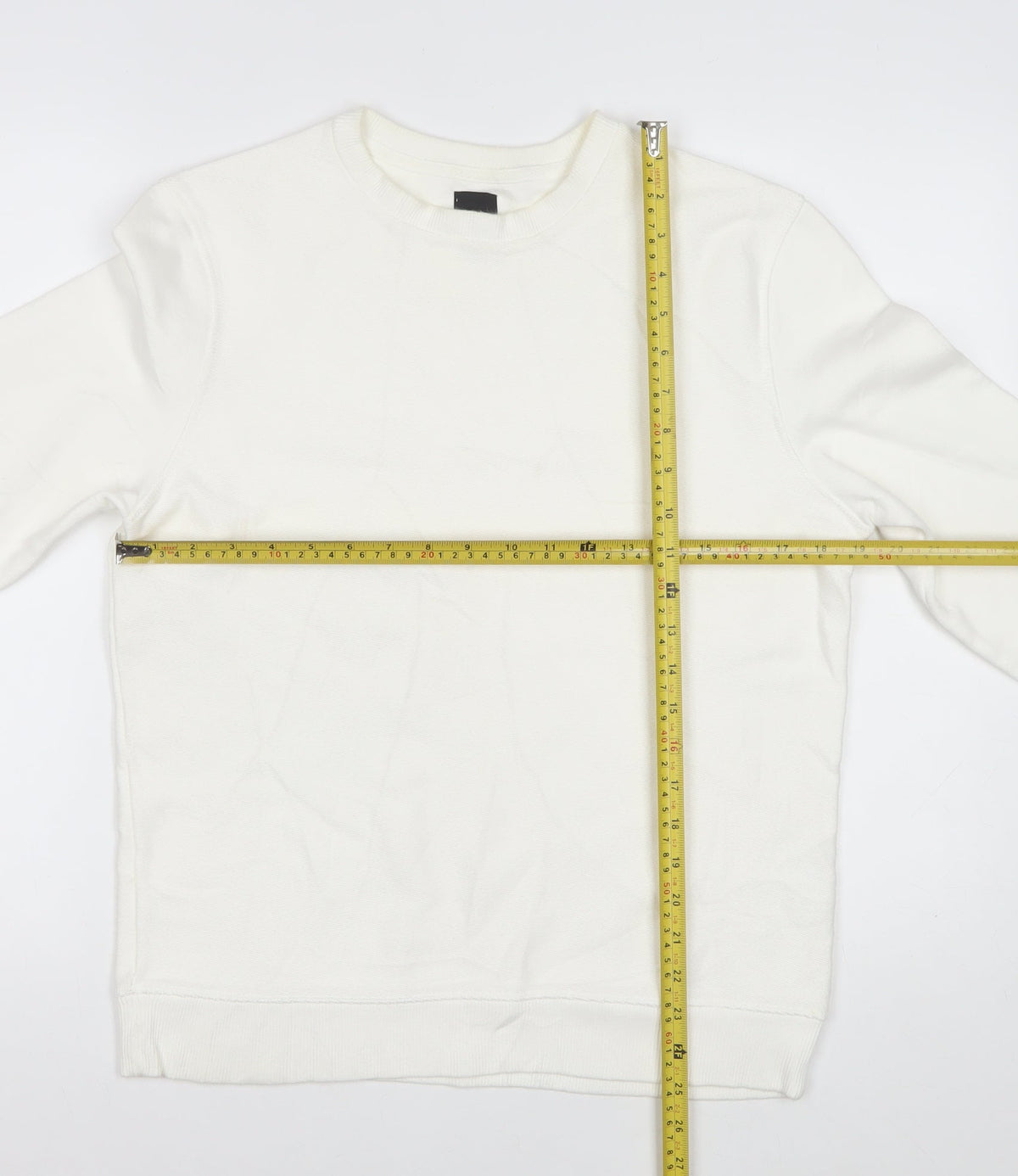River Island Men’s White Size S Crew Neck Pullover Sweatshirt