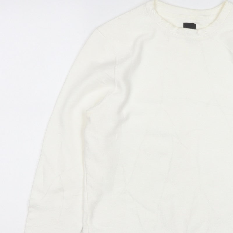 River Island Men’s White Size S Crew Neck Pullover Sweatshirt