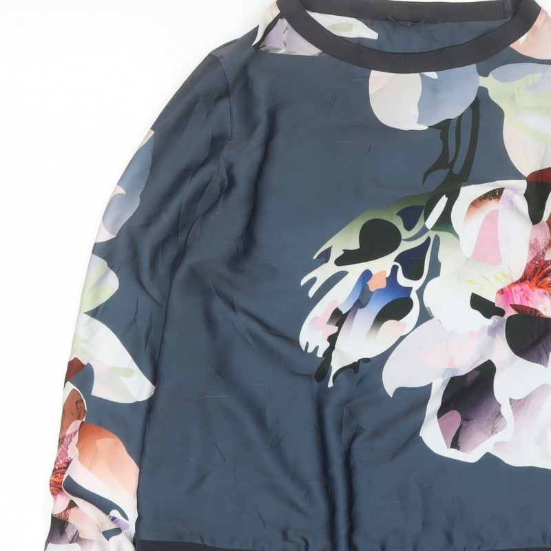 Next Women Multicoloured UK 8 Floral Long Sleeve Satin Blouse