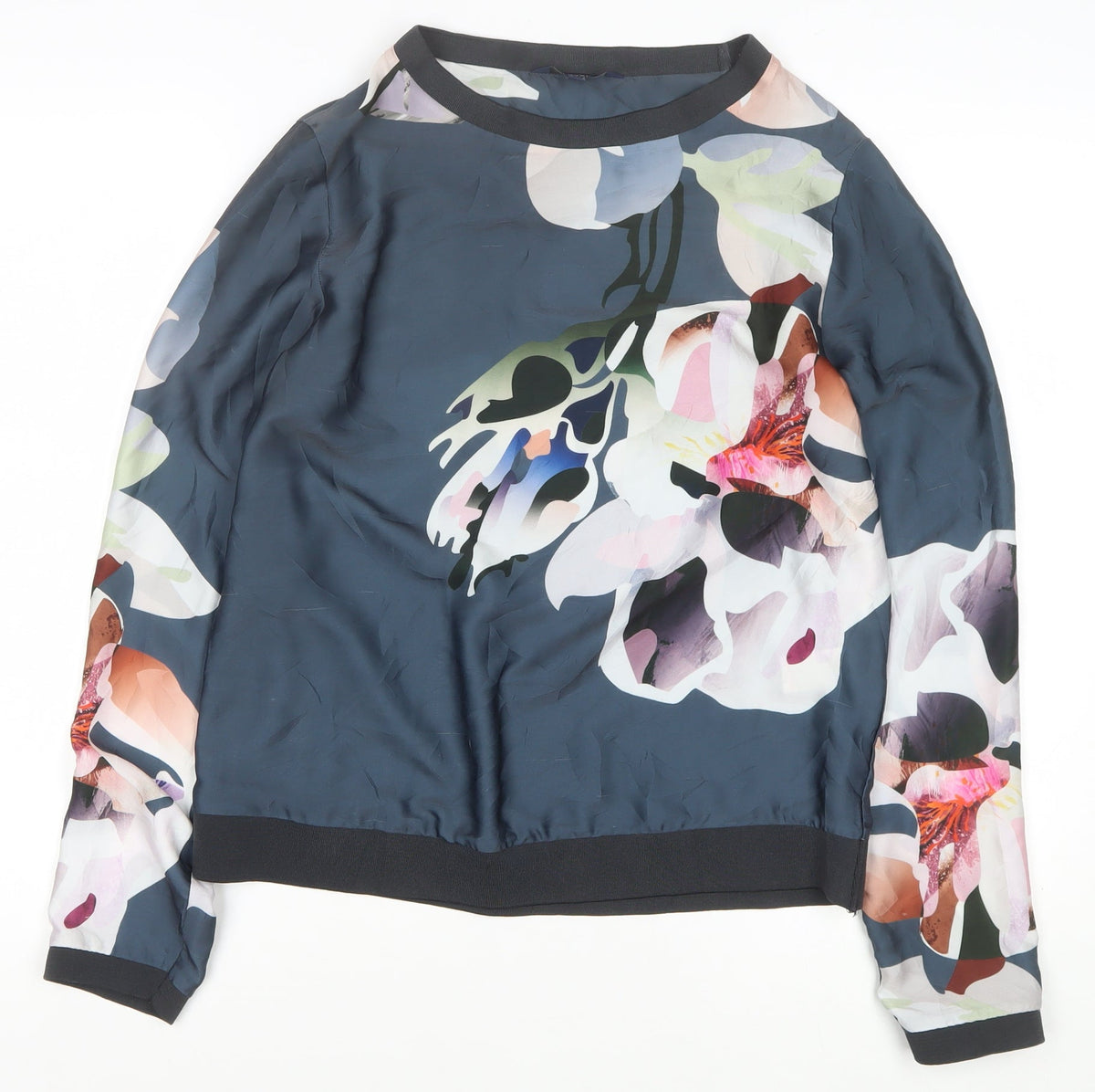 Next Women Multicoloured UK 8 Floral Long Sleeve Satin Blouse